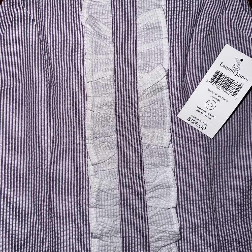 Lauren James  Bailey Stripe Dress Lavender - Picture 3 of 4
